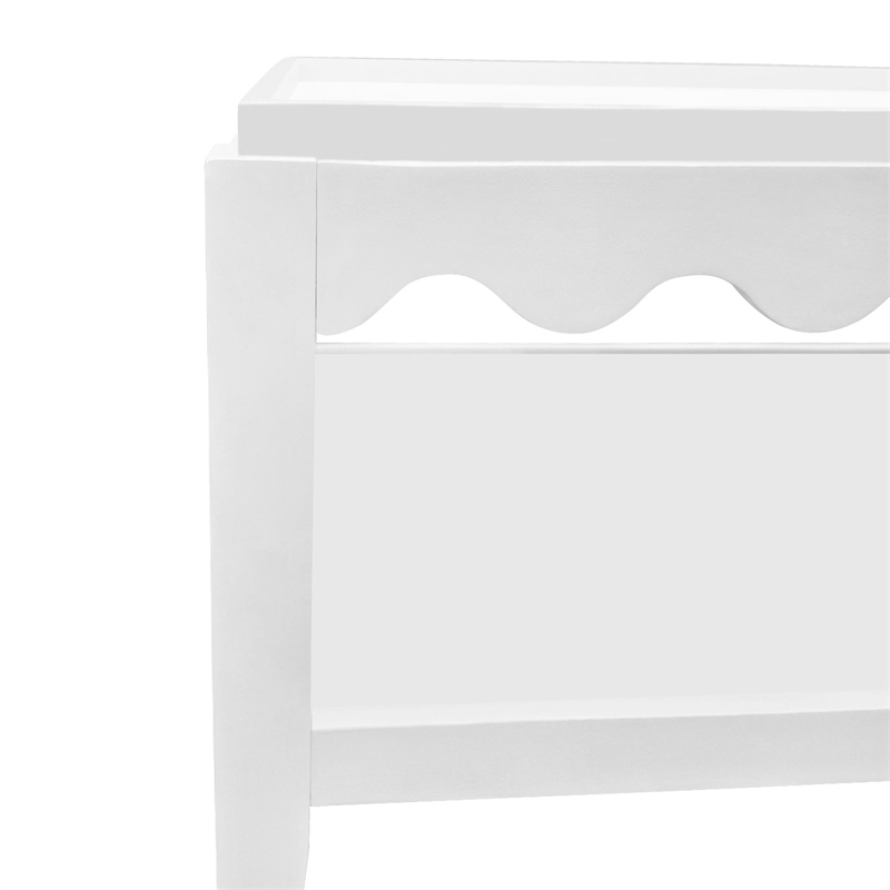 Carolina Chair & Table Rectangular Scallop Mango Wood Coffee Table in White