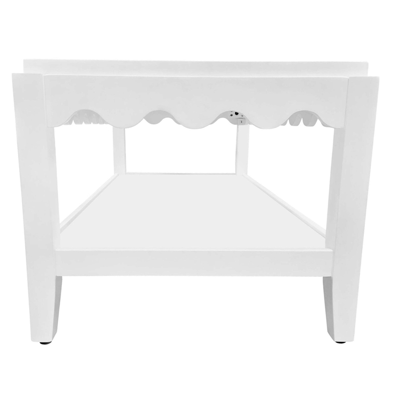 Carolina Chair & Table Rectangular Scallop Mango Wood Coffee Table in White