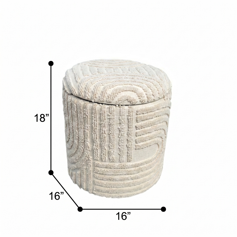 Carolina Chair & Table Handwoven Storage Ottoman with Hidden Nook in Cream