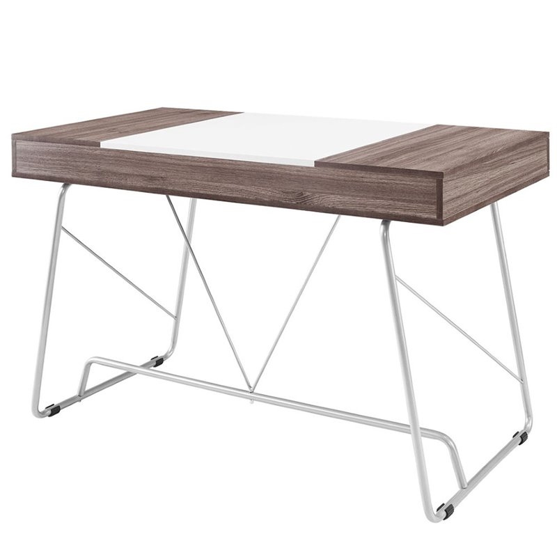 Modway Panel Modern Wood & Metal Office Desk in Birch Gray Finish