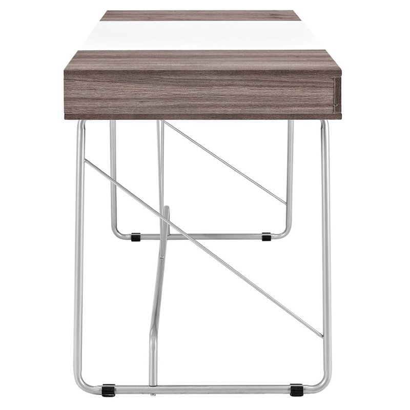 Modway Panel Modern Wood & Metal Office Desk in Birch Gray Finish