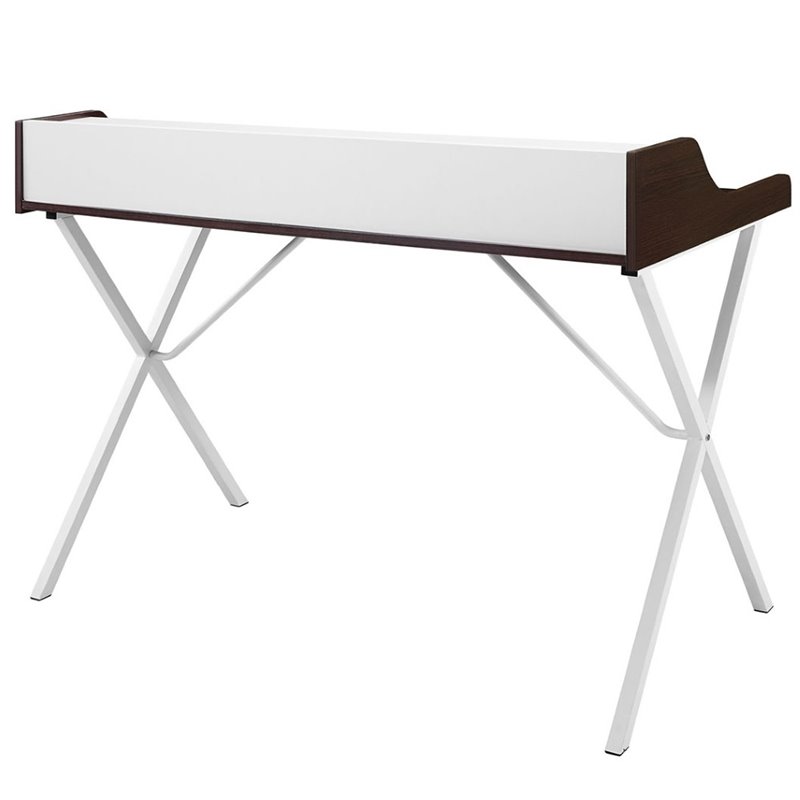 Modway Bin Modern Melamine & Metal Office Desk in Cherry Finish