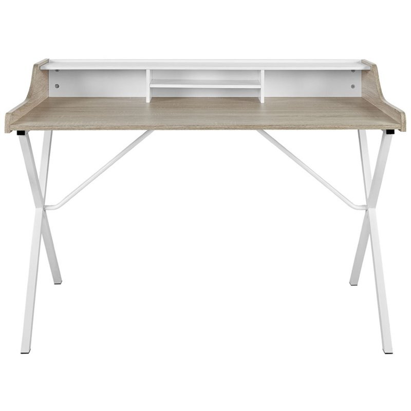 Modway Bin Modern Melamine & Metal Office Desk in Oak Finish