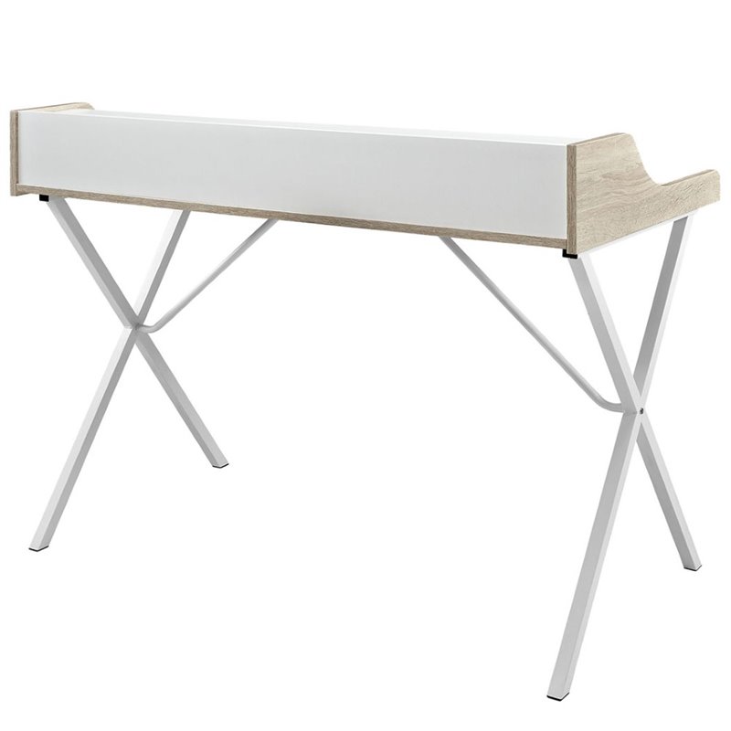 Modway Bin Modern Melamine & Metal Office Desk in Oak Finish