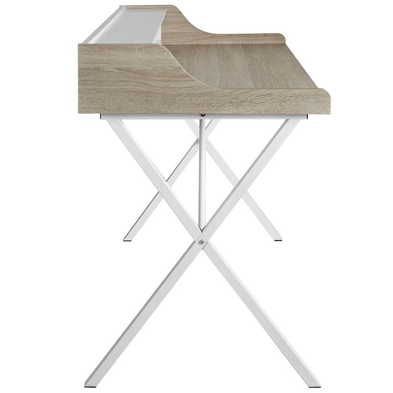 Modway Bin Modern Melamine & Metal Office Desk in Oak Finish
