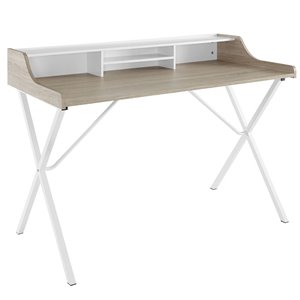 Modway Bin Modern Melamine & Metal Office Desk in Oak Finish