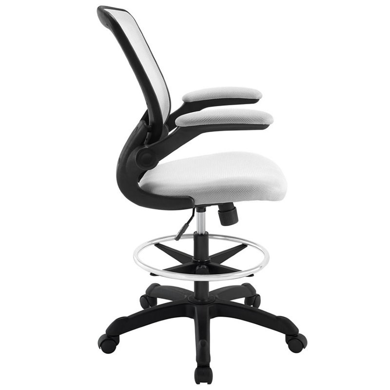 Modway Veer Modern Mesh Fabric & Metal Drafting Chair in Gray