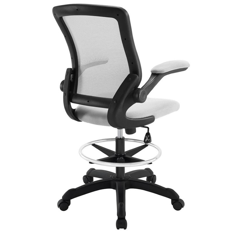 Modway Veer Modern Mesh Fabric & Metal Drafting Chair in Gray