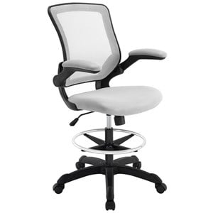 Modway Veer Modern Mesh Fabric & Metal Drafting Chair in Gray