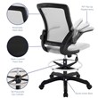 Modway Veer Modern Mesh Fabric & Metal Drafting Chair in Gray