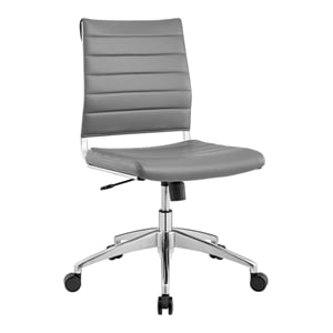 Modway Jive Modern Vinyl Armless Mid Back Office Chair in Gray