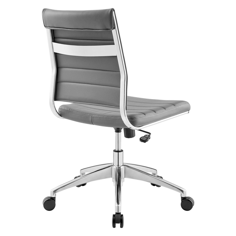 Modway Jive Modern Vinyl Armless Mid Back Office Chair in Gray