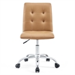 Modway Prim Modern Faux Leather Armless Mid Back Office Chair in Tan