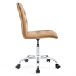 Modway Prim Modern Faux Leather Armless Mid Back Office Chair in Tan