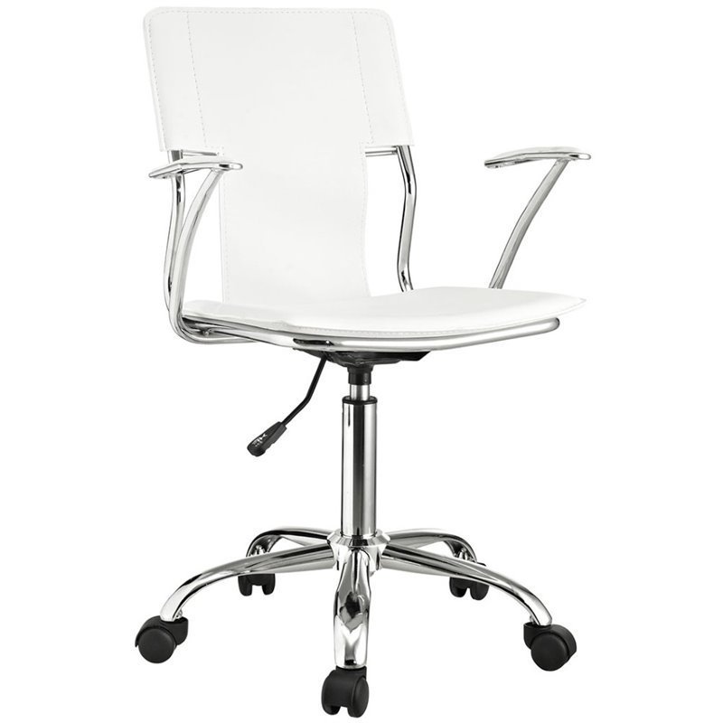 Modway Studio Modern Style Vinyl and Steel Office Chair in White