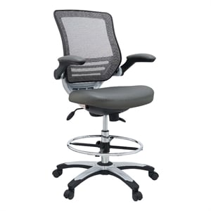 Modway Edge Modern Style Vinyl Drafting Chair in Gray Finish