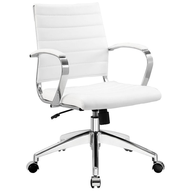 Modway Jive Modern Mid Back Vinyl & Aluminum Office Chair in White/Chrome
