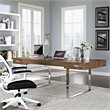 Modway Tinker Modern Stainless Steel & Wood Office Desk in Walnut