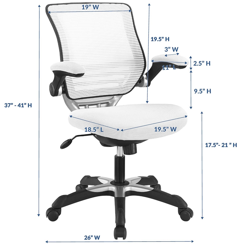 Modway Edge Modern Style Mesh Fabric Office Chair in White Finish