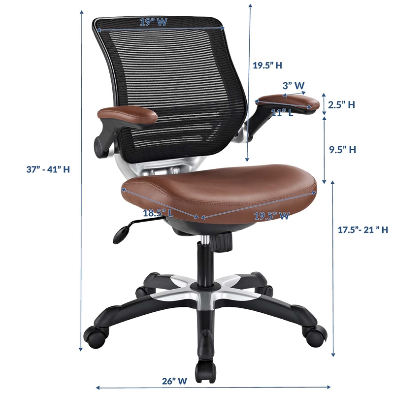 Modway Edge Modern Style Leatherette Office Chair in Tan Finish
