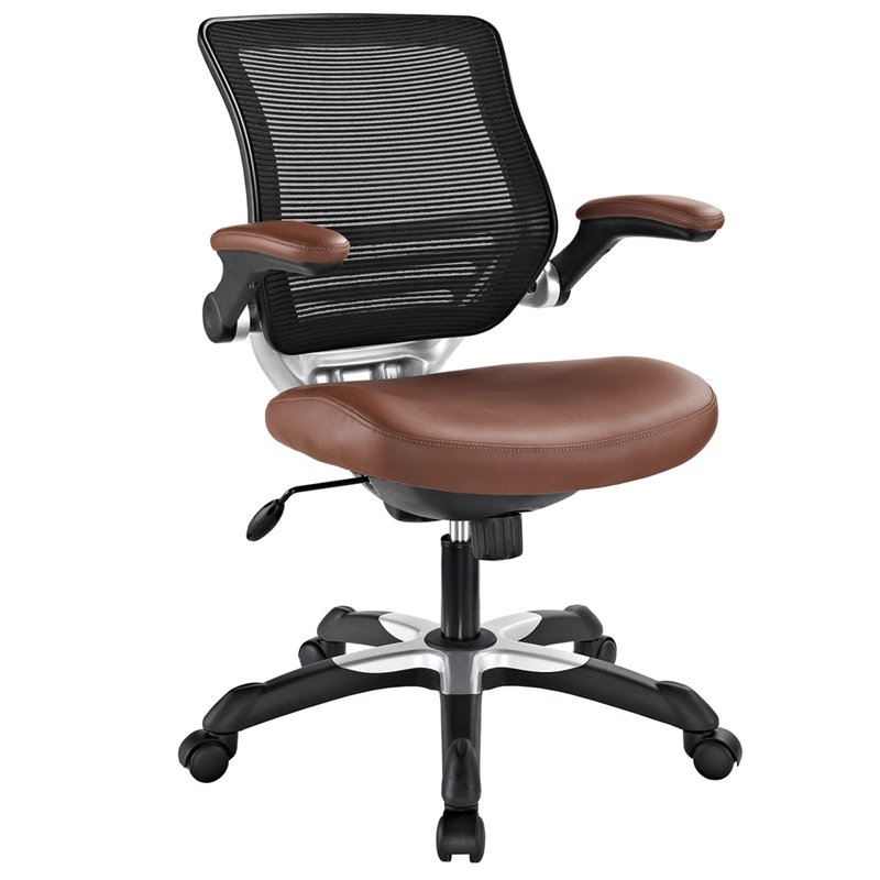 Modway Edge Modern Style Leatherette Office Chair in Tan Finish