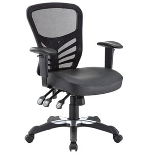 Modway Articulate Modern Vinyl and Mesh Office Chair in Black Finish