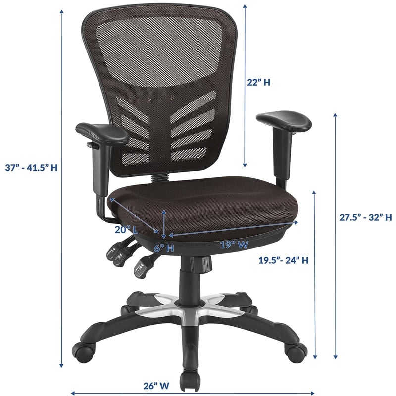 Modway Articulate Modern Mesh and Fabric Office Chair in Brown