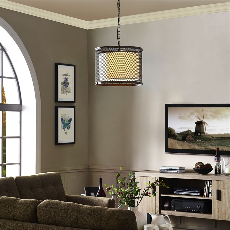 Modway Fortune Steel Pendant in Antique Silver