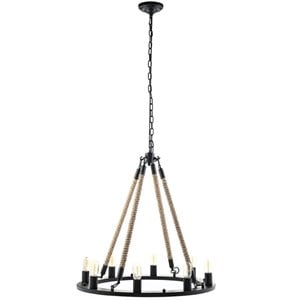 Modway Encircle 8-Light Modern Metal Chandelier in Black Finish