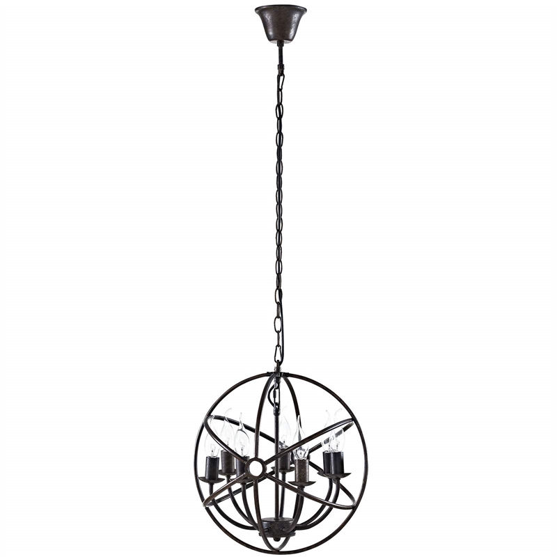 Modway Atom 7 Light Steel Chandelier in Brown