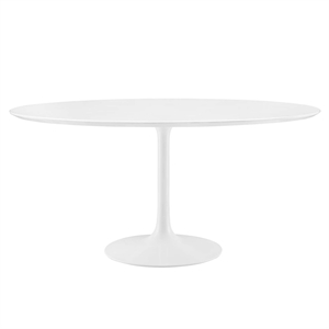 Modway Lippa 60&quot Round Modern Wood Top Dining Table in White