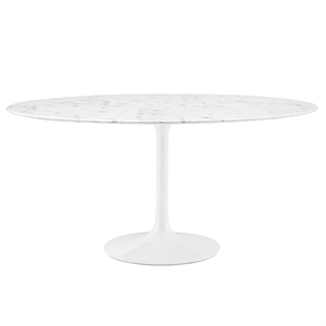 Modway Lippa 60&quot Round Artificial Marble Dining Table in White