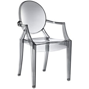 Modway Casper 18.5&quot Modern Plastic Dining Armchair in Smoke Gray