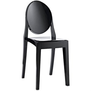 Modway Casper 19&quot Modern Plastic Dining Side Chair in Black Finish