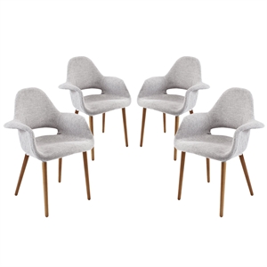 Modway Aegis 18.5&quot Modern Fabric Dining Armchair in Light Gray (Set of 4)