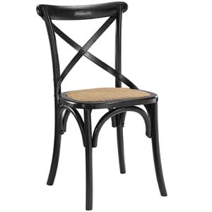 Modway Gear 17.5&quot Modern Wood Dining Side Chair in Black Finish