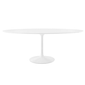 Modway Lippa 47&quot x 78&quot Oval Modern Wood Dining Table in White