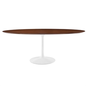 Modway Lippa 47&quot x 78&quot Oval Modern Wood Dining Table in Walnut