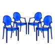 Modway Casper Sturdy Acrylic Plastic Dining Armchairs in Blue (Set of 4)