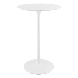 Modway Lippa 28&quot Round Modern Lacquered MDF Wood Bar Table in White
