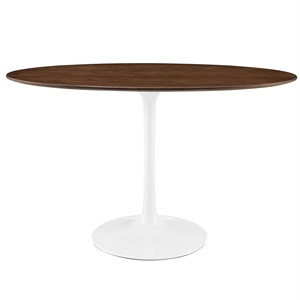 Modway Lippa 48&quot Oval MDF Wood Veneer Grain Dining Table in Walnut