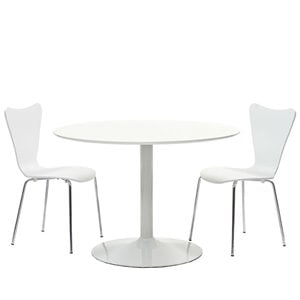 Modway Revolve 3-Piece Modern Style Wood Dining Set in White/Chrome
