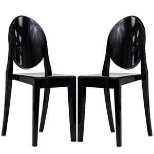 Modway Casper 18.5&quot Sturdy Acrylic Plastic Dining Chairs in Black (Set of 2)