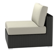 Modway Sojourn Aluminum Fabric and Rattan Patio Armless Chair in Canvas/Beige