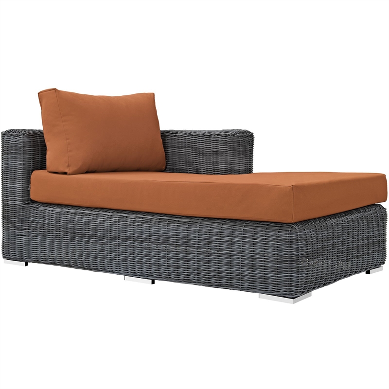 Modway Summon Right Arm Patio Chaise Lounge in Canvas Tuscan