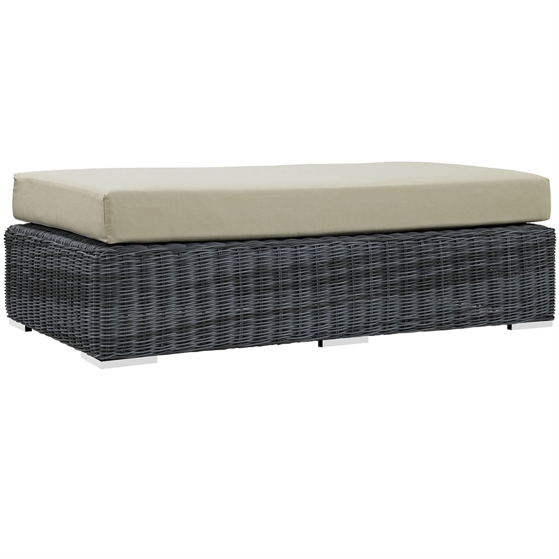 Modway Summon Patio Ottoman in Canvas Antique Beige
