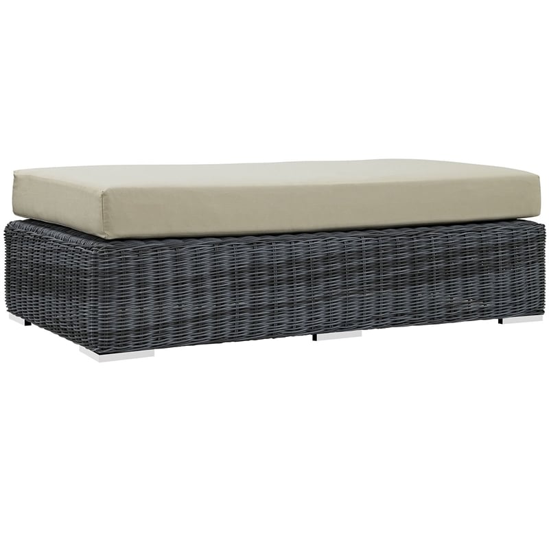 Modway Summon Patio Ottoman in Canvas Antique Beige
