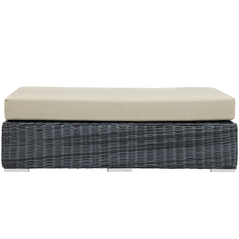 Modway Summon Patio Ottoman in Canvas Antique Beige