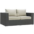 Modway Sojourn 5-Piece Aluminum Rattan Patio Sectional Set - Canvas/Beige