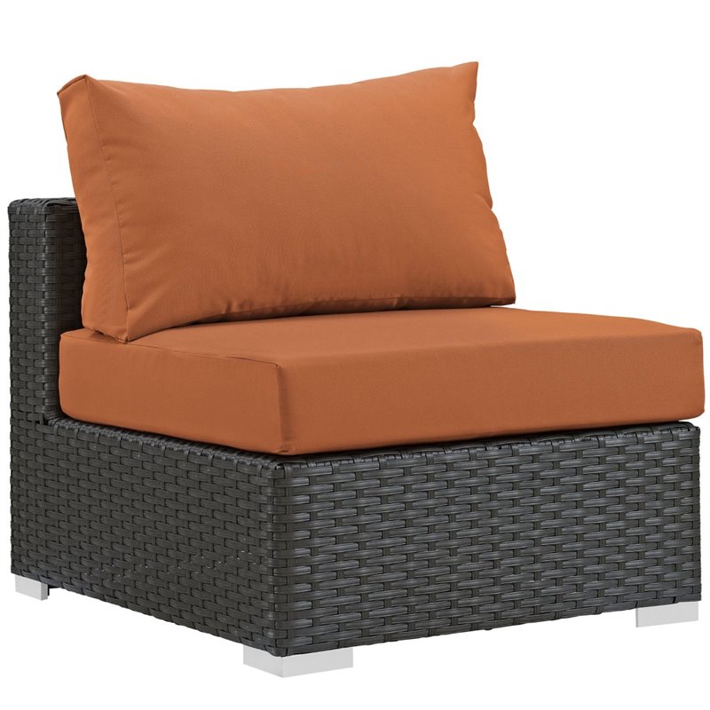 Modway Sojourn 7-Piece Aluminum and Rattan Patio Sectional Set in Canvas/Tuscan
